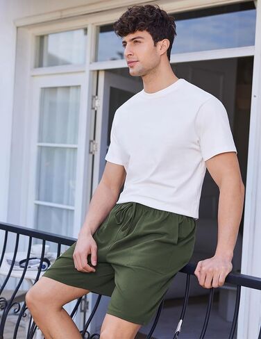 Ekouaer Men's Pajama Shorts Cotton Lounge Sleep Shorts Elastic Waist Sleepwear Pants with Pockets in Saudi Arabia
