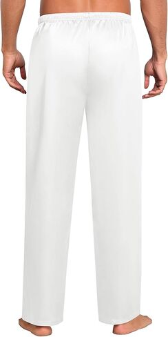 SWOMOG Mens Satin Silky Pajama Pants Soft Silk Long Pajama Bottoms with Drawstring & Button Fly & Pockets in Kuwait