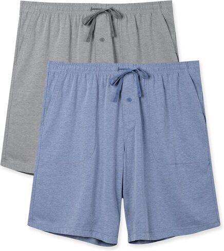 DAVID ARCHY Mens Pajama Shorts Soft Cotton Heather Sleep Shorts Comfy Breathable Lounge Pants With Fly 2 Pack in Saudi Arabia