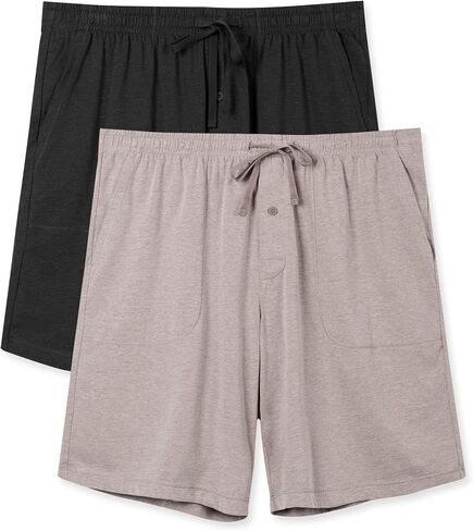 DAVID ARCHY Mens Pajama Shorts Soft Cotton Heather Sleep Shorts Comfy Breathable Lounge Pants With Fly 2 Pack in Saudi Arabia