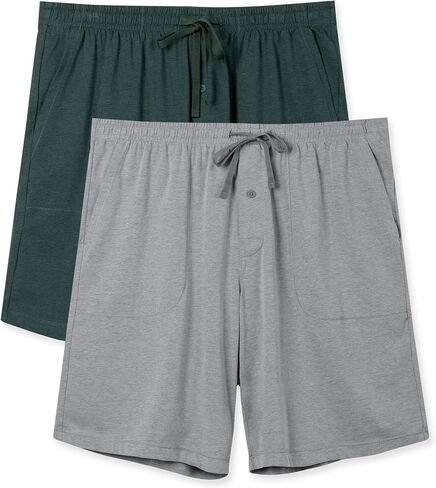 DAVID ARCHY Mens Pajama Shorts Soft Cotton Heather Sleep Shorts Comfy Breathable Lounge Pants With Fly 2 Pack in Saudi Arabia