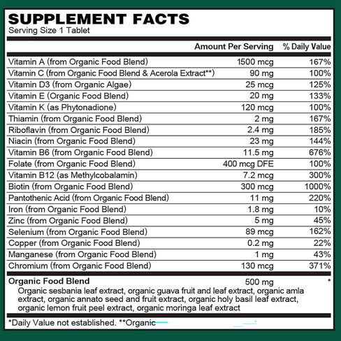 PlantFusion Organic Multivitamin for Men - One Daily Whole Food Blend Men's Multivitamin - Vegan, Non-GMO, Gluten Free & Dairy Free - 30 Tablets (1 Month Supply) in Saudi Arabia