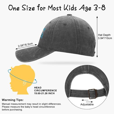 Cute Embroidered Baseball Caps for Kids - Adjustable Washed Distressed Vintage Cowboy Sun Hat for Boys & Girls Ages 3-8 in Kuwait