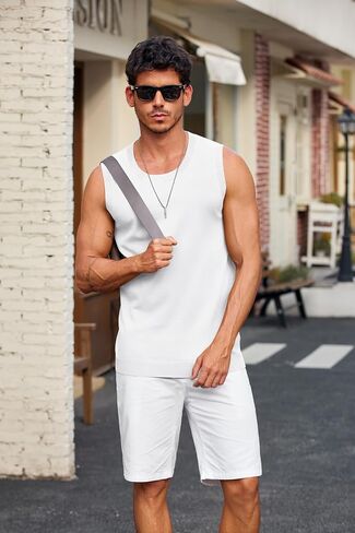 COOFANDY Mens Casual Tank Tops Knit Crew Neck Sleeveless Shirts Summer Beach Tank Top Muscle Tee Shirts in Kuwait