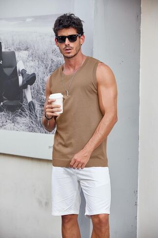 COOFANDY Mens Casual Tank Tops Knit Crew Neck Sleeveless Shirts Summer Beach Tank Top Muscle Tee Shirts in Kuwait