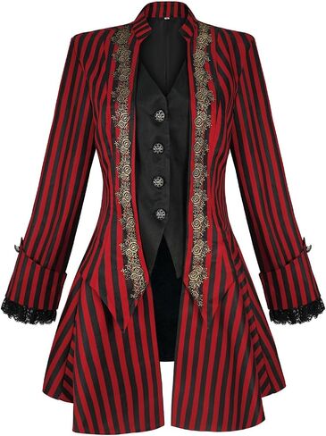 Women's Medieval Pirate Jacket Embroidery Renaissance Gothic Steampunk Coat in Kuwait