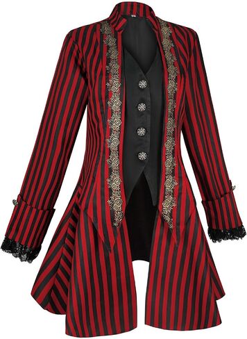 Women's Medieval Pirate Jacket Embroidery Renaissance Gothic Steampunk Coat in Kuwait