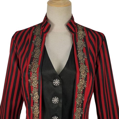 Women's Medieval Pirate Jacket Embroidery Renaissance Gothic Steampunk Coat in Kuwait