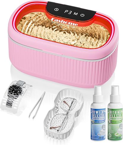 Ultrasonic Cleaner with LED Lights and Adjustable Power for Denture Retainer Glasses Watch Professional Ultrasonic Jewelry Cleaner Machine with Digital Timer and Degas for Ring Necklace Earring in Kuwait