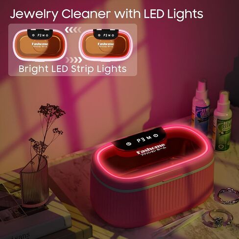 Ultrasonic Cleaner with LED Lights and Adjustable Power for Denture Retainer Glasses Watch Professional Ultrasonic Jewelry Cleaner Machine with Digital Timer and Degas for Ring Necklace Earring in Kuwait