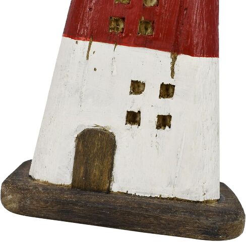 Morning View Lighthouse Decor Nautical Decoration Wood Light House Figurine Beach House Coastal Decor Table Ocean Seaside Theme Home Decor Lake House Bathroom Shelf Centerpiece 7.5"(Teal) in Kuwait