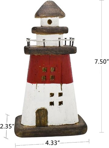 Morning View Lighthouse Decor Nautical Decoration Wood Light House Figurine Beach House Coastal Decor Table Ocean Seaside Theme Home Decor Lake House Bathroom Shelf Centerpiece 7.5"(Teal) in Kuwait