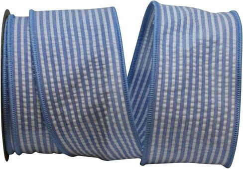 شريط شريط Seersucker Ribbon Seersucker شريط حافة السلكية ، 4 بوصة × 10 ياردات ، وردي in Kuwait