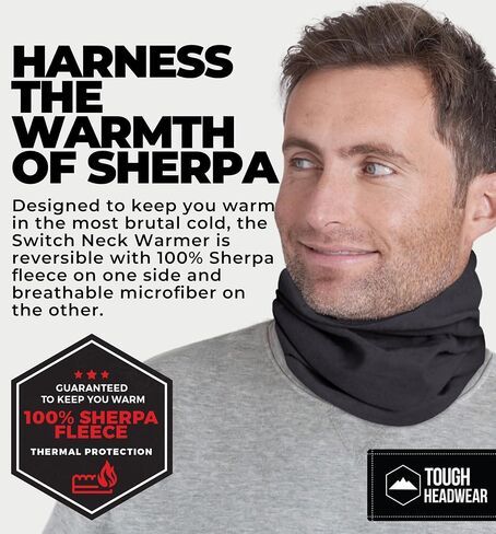 Tough Headwear Swtich Winter Neck Gaiters For Men & Women, Fleece Neck Gaiter, Fleece Neck Warmer, Ski Gaiter - Reversible in Saudi Arabia