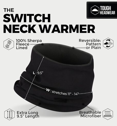Tough Headwear Swtich Winter Neck Gaiters For Men & Women, Fleece Neck Gaiter, Fleece Neck Warmer, Ski Gaiter - Reversible in Saudi Arabia