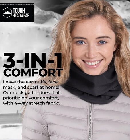 Tough Headwear Swtich Winter Neck Gaiters For Men & Women, Fleece Neck Gaiter, Fleece Neck Warmer, Ski Gaiter - Reversible in Saudi Arabia