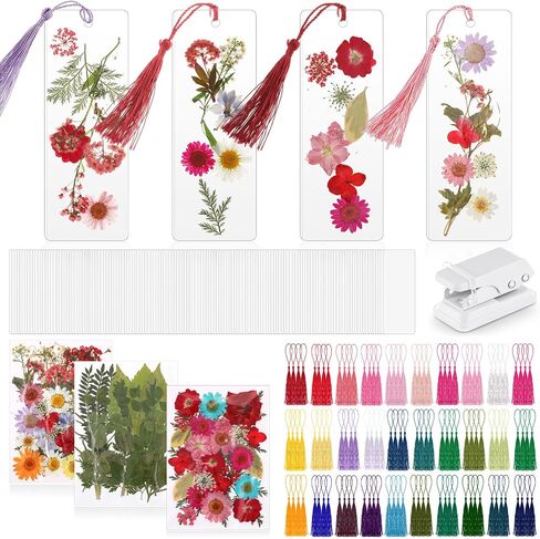 مجموعة مرجعية DIY مجموعة 150 PCS مرجعية الأبقار التصفيات مع 150 PCS شرابات 2 × 6 بوصة الأكمام الساخنة الساخنة 5 أكياس رقائق رقعة مجففة لعشاق الكتب عشاق الطبيعة in Kuwait