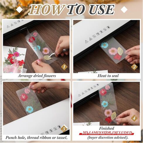 مجموعة مرجعية DIY مجموعة 150 PCS مرجعية الأبقار التصفيات مع 150 PCS شرابات 2 × 6 بوصة الأكمام الساخنة الساخنة 5 أكياس رقائق رقعة مجففة لعشاق الكتب عشاق الطبيعة in Kuwait