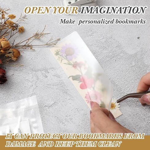 مجموعة مرجعية DIY مجموعة 150 PCS مرجعية الأبقار التصفيات مع 150 PCS شرابات 2 × 6 بوصة الأكمام الساخنة الساخنة 5 أكياس رقائق رقعة مجففة لعشاق الكتب عشاق الطبيعة in Kuwait