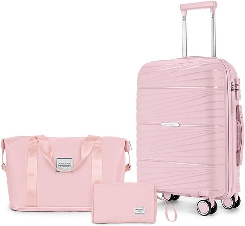 Larvender Carry On Luggage 22x14x9 Airline Airline Absorted ، 20 inclase Hardshell & Lightweight Pp على حقيبة للنساء مع عجلات الدوار Tsa قفل ، وردي فاتح in Kuwait