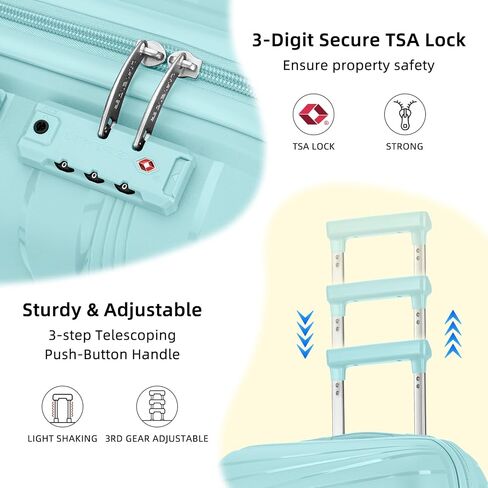Larvender Carry On Luggage 22x14x9 Airline Airline Absorted ، 20 inclase Hardshell & Lightweight Pp على حقيبة للنساء مع عجلات الدوار Tsa قفل ، وردي فاتح in Kuwait