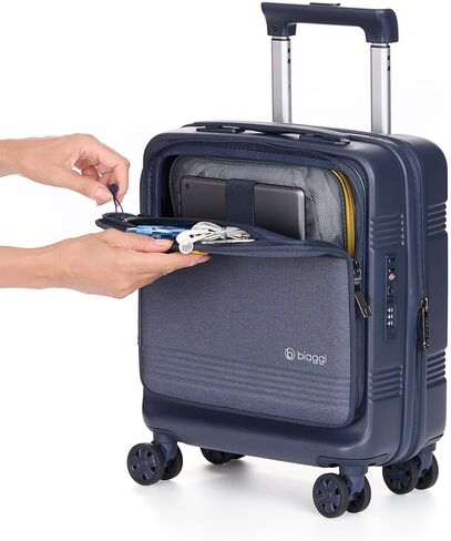 biaggi Runway Hybrid Expandable Underseat Carry-On – Lightweight TSA-Approved Polycarbonate Travel Bag, Perfect for Getaways & Long Weekends (Expandable Underseater, Navy Blue) in Saudi Arabia