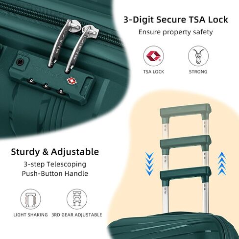 LARVENDER Carry On Luggage 22x14x9 Airline Approved, 20 Inch Hardshell & Lightweight PP Carry On Suitcase for Women with Spinner Wheels TSA Lock, Light Pink in Kuwait