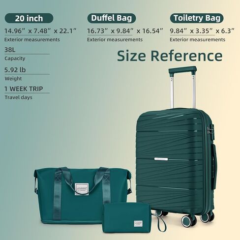 LARVENDER Carry On Luggage 22x14x9 Airline Approved, 20 Inch Hardshell & Lightweight PP Carry On Suitcase for Women with Spinner Wheels TSA Lock, Light Pink in Kuwait