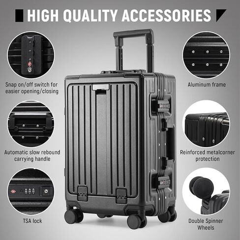 UrbanExporer Carry On Luggage 22x14x9 Airline Airtivage Airgage ، Luggage Unting مع حقائب القشرة الصلبة مقصورة 20 بوصة ، ABS+Carry Aluminium على حقائب مع عجلات الدوار ، TSA Lock 37L in Kuwait
