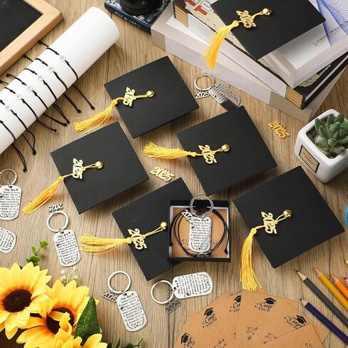 Remuuly 32 Pcs 2025 Graduation Gifts Bulk Unisex Bracelets Comes in Cap Box with Quote Card Keychain for Class of 2025 Graduation Gifts in Saudi Arabia