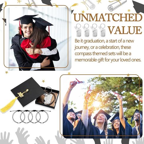 Remuuly 32 Pcs 2025 Graduation Gifts Bulk Unisex Bracelets Comes in Cap Box with Quote Card Keychain for Class of 2025 Graduation Gifts in Saudi Arabia