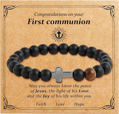 Cross Bracelets Gifts for Boys, Easter Basket Stuffers First Communion Baptism Confirmation Gifts for Boys in Kuwait