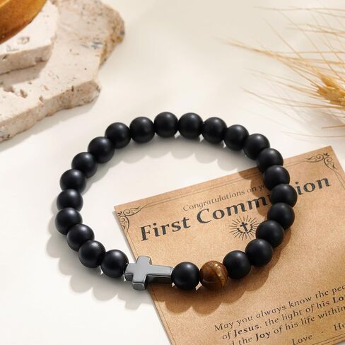 Cross Bracelets Gifts for Boys, Easter Basket Stuffers First Communion Baptism Confirmation Gifts for Boys in Kuwait