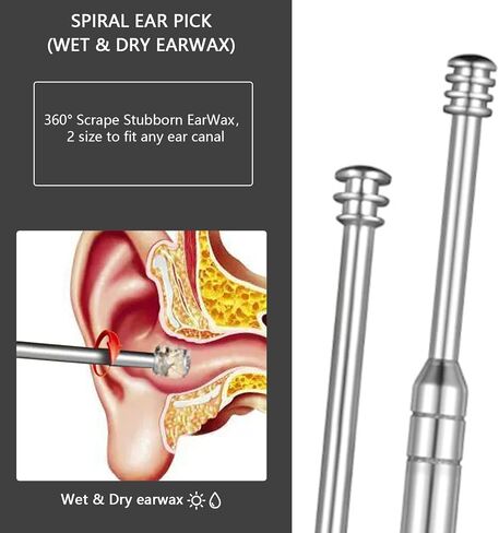 8 Pcs Ear Wax Removal Kit,Professional Double-Headed Ear Pick Earwax Removal Tools,316L Stainless Steel Ear Cleaner Curette with Cleaning Brush and Storage Box,Suit for Kid Adult(Silver) in Kuwait
