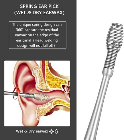 8 Pcs Ear Wax Removal Kit,Professional Double-Headed Ear Pick Earwax Removal Tools,316L Stainless Steel Ear Cleaner Curette with Cleaning Brush and Storage Box,Suit for Kid Adult(Silver) in Kuwait