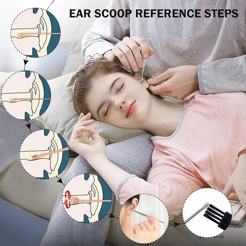 طقم إزالة شمع الأذن 8 PCS ، أدوات إزالة الأذن ذات الأذن المزدوجة ذات الرؤوس المزدوجة ، 316 لتر منظف الأذن من الفولاذ المقاوم للصدأ مع فرشاة التنظيف وصندوق تخزين ، بدلة للطفل البالغ (الفضة) in Kuwait
