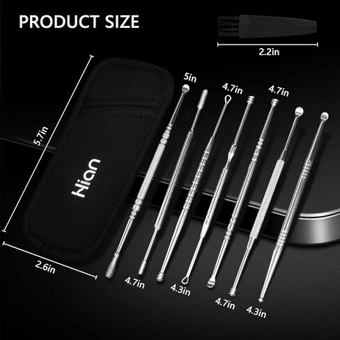 طقم إزالة شمع الأذن 8 PCS ، أدوات إزالة الأذن ذات الأذن المزدوجة ذات الرؤوس المزدوجة ، 316 لتر منظف الأذن من الفولاذ المقاوم للصدأ مع فرشاة التنظيف وصندوق تخزين ، بدلة للطفل البالغ (الفضة) in Kuwait