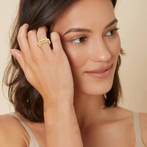 Daughter Gifts from Mom Highs and Lows Ring Zircon Double Wave Rings Mother Daughter Rings Trendy Stuff Birthday Mothers Day Gifts 2025 in Kuwait