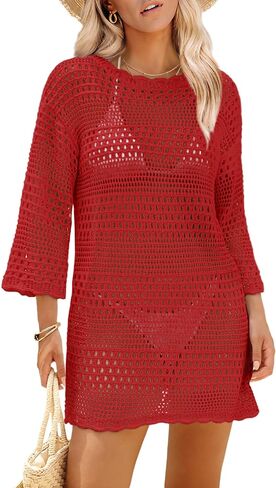 SAMPEEL Swimsuit Coverup for Women Beach Vacation Clothes Bathing Suit Cover Up Crochet Dresses Summer Cruise Outfits 2025 in Saudi Arabia