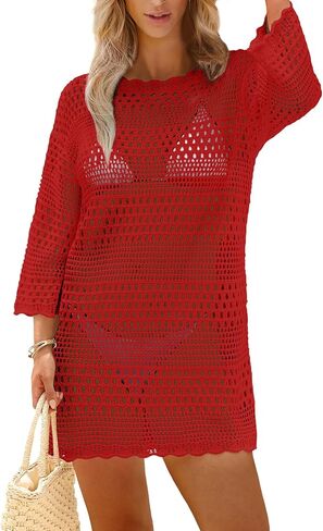 SAMPEEL Swimsuit Coverup for Women Beach Vacation Clothes Bathing Suit Cover Up Crochet Dresses Summer Cruise Outfits 2025 in Saudi Arabia