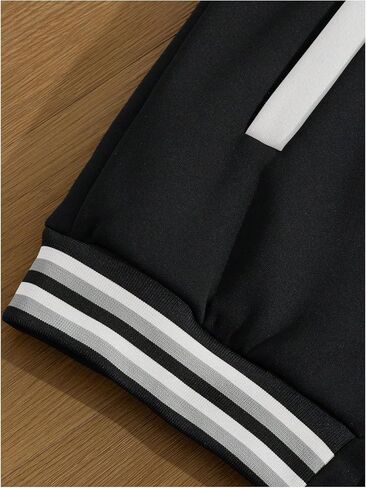 GORGLITTER Men's Letter Graphic Varsity Jacket Long Sleeve Striped Trim Button Bomber Jackets in Kuwait