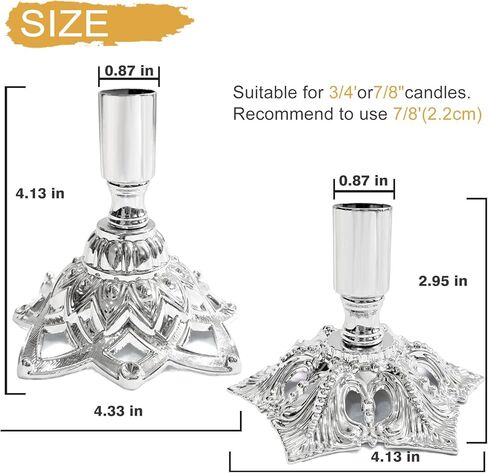 Candlestick Holders,Taper Candle Holder for Candlesticks Gold Brass Vintage Candle Metal Stick Candle Holders for Fireplace, Party, Dining,Wedding Decor,Fits 3/4 inch Thick Candle(Set of 2Pcs) in Kuwait