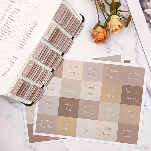 Bible Tabs, Bible Study Journaling Supplies, Large Print Bible Tabs for Women and Men, 66 Bible Index Tabs Old and New Testament, Bible Accessories, Include 14 Blank Bible BookTabs - Brown in Saudi Arabia