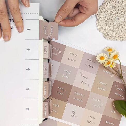 Bible Tabs, Bible Study Journaling Supplies, Large Print Bible Tabs for Women and Men, 66 Bible Index Tabs Old and New Testament, Bible Accessories, Include 14 Blank Bible BookTabs - Brown in Saudi Arabia