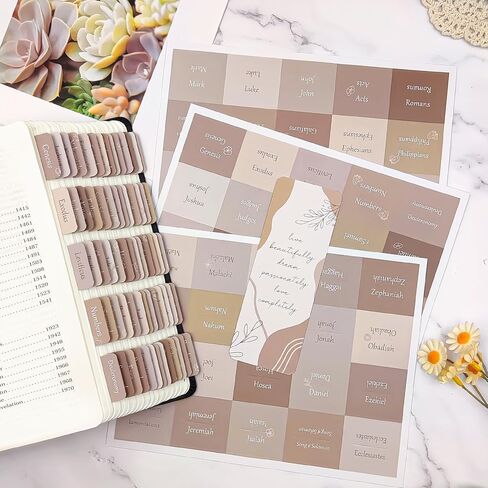 Bible Tabs, Bible Study Journaling Supplies, Large Print Bible Tabs for Women and Men, 66 Bible Index Tabs Old and New Testament, Bible Accessories, Include 14 Blank Bible BookTabs - Brown in Saudi Arabia