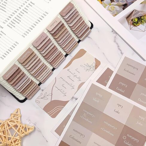 Bible Tabs, Bible Study Journaling Supplies, Large Print Bible Tabs for Women and Men, 66 Bible Index Tabs Old and New Testament, Bible Accessories, Include 14 Blank Bible BookTabs - Brown in Saudi Arabia
