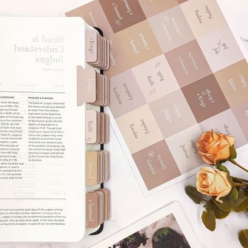 Bible Tabs, Bible Study Journaling Supplies, Large Print Bible Tabs for Women and Men, 66 Bible Index Tabs Old and New Testament, Bible Accessories, Include 14 Blank Bible BookTabs - Brown in Saudi Arabia