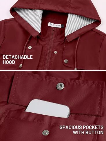 PITINAN Rain Jackets For Women Waterproof Rain Coats with Hood Lightweight Windbreaker Outdoor Womens Raincoats in Saudi Arabia