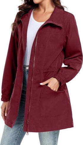 Bloggerlove Women Rain Jacket Waterproof Raincoat with Hood Lightweight Outdoor Windbreaker in Saudi Arabia