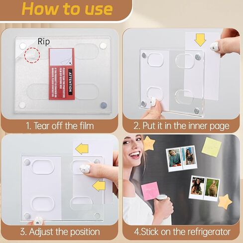 10Pack Magnetic Refrigerator Mini Picture Frames fit 2x3 Picture, Acrylic Photo Frame Compatible with Fujifilm Instax Polaroid Mini for Home Office Fridge/Locker (Clear, 1 Picture) in Kuwait